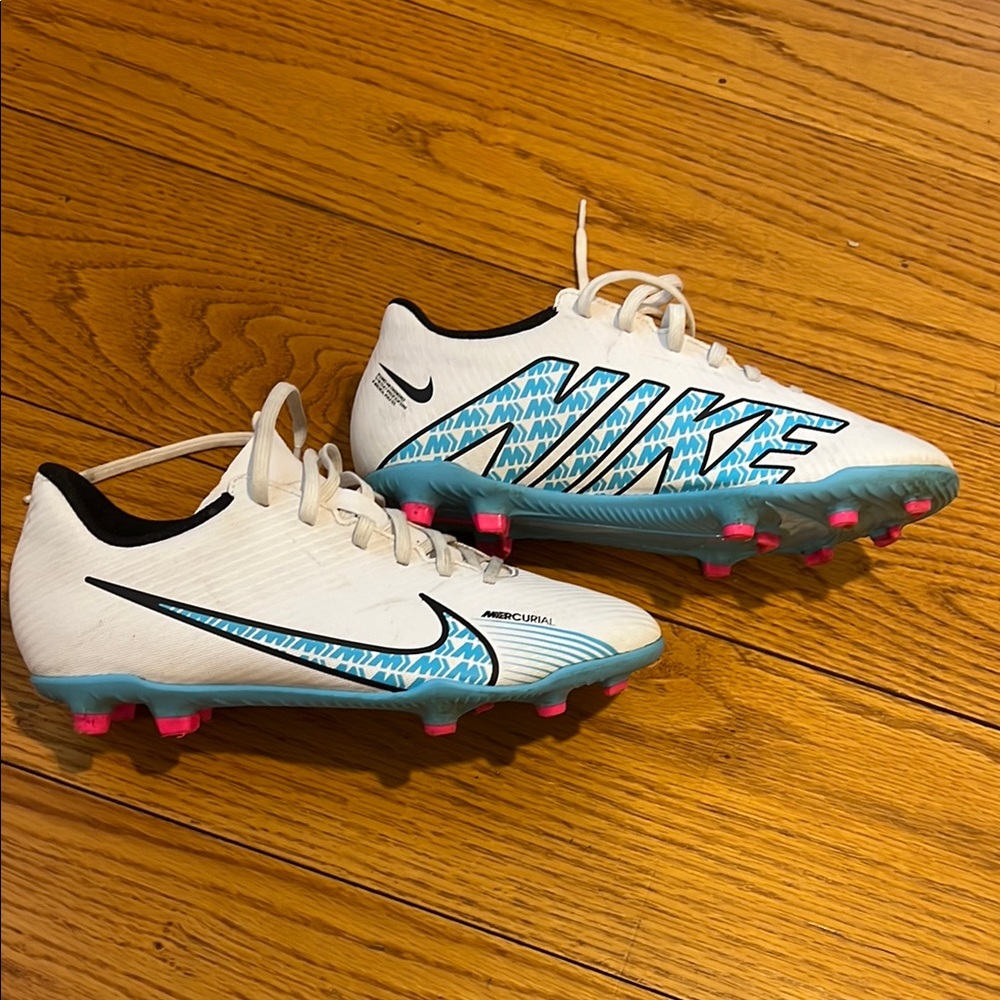 Nike Mercurial White and Blue Soccer Cleats